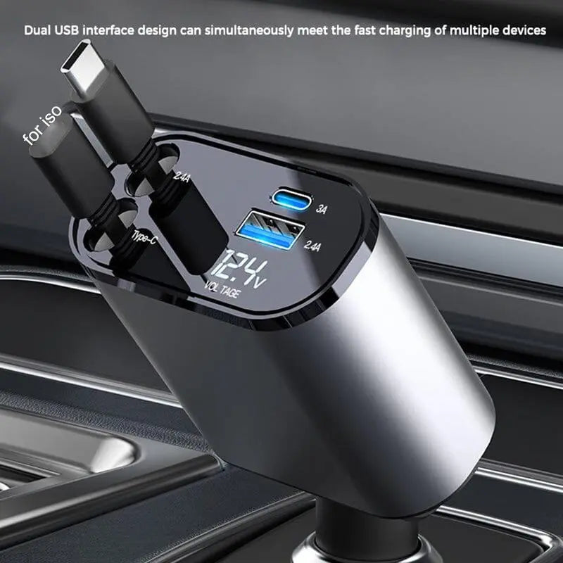 4 IN 1 100w Retractable Car Charger